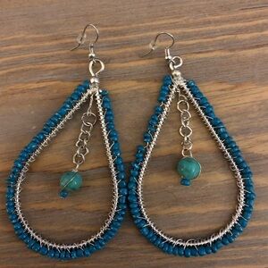 NWOT large beaded earrings